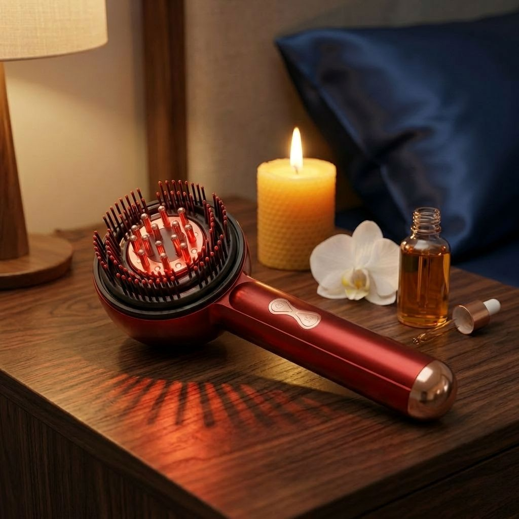 The Alora Ritual Comb — 4-in-1 Electric Scalp Massager with Red Light and Oil Applicator