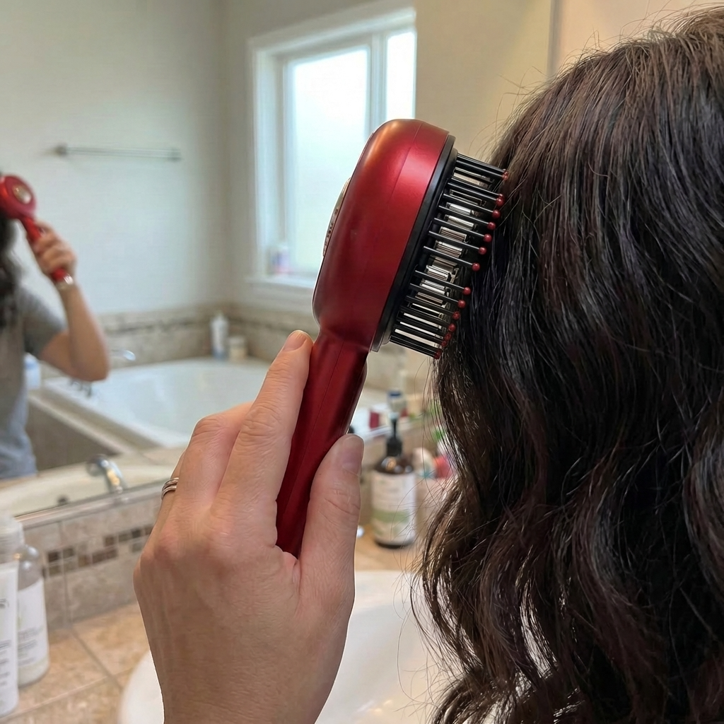 The Alora Ritual Comb — 4-in-1 Electric Scalp Massager with Red Light and Oil Applicator