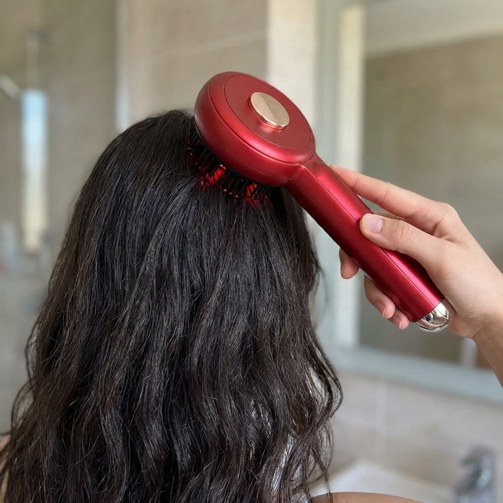 The Alora Ritual Comb — 4-in-1 Electric Scalp Massager with Red Light and Oil Applicator